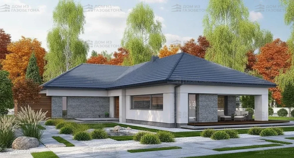 Проект Одноэтажный дом 22 на 16, 199 м2