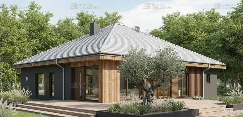 Проект Одноэтажный дом 16 на 16, 168 м2