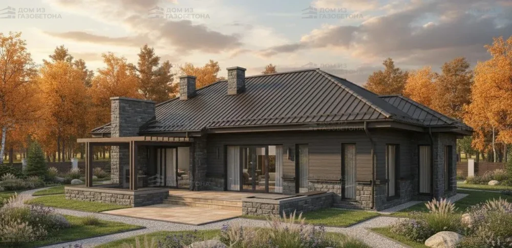 Проект Одноэтажный дом 17 на 18, 164 м2